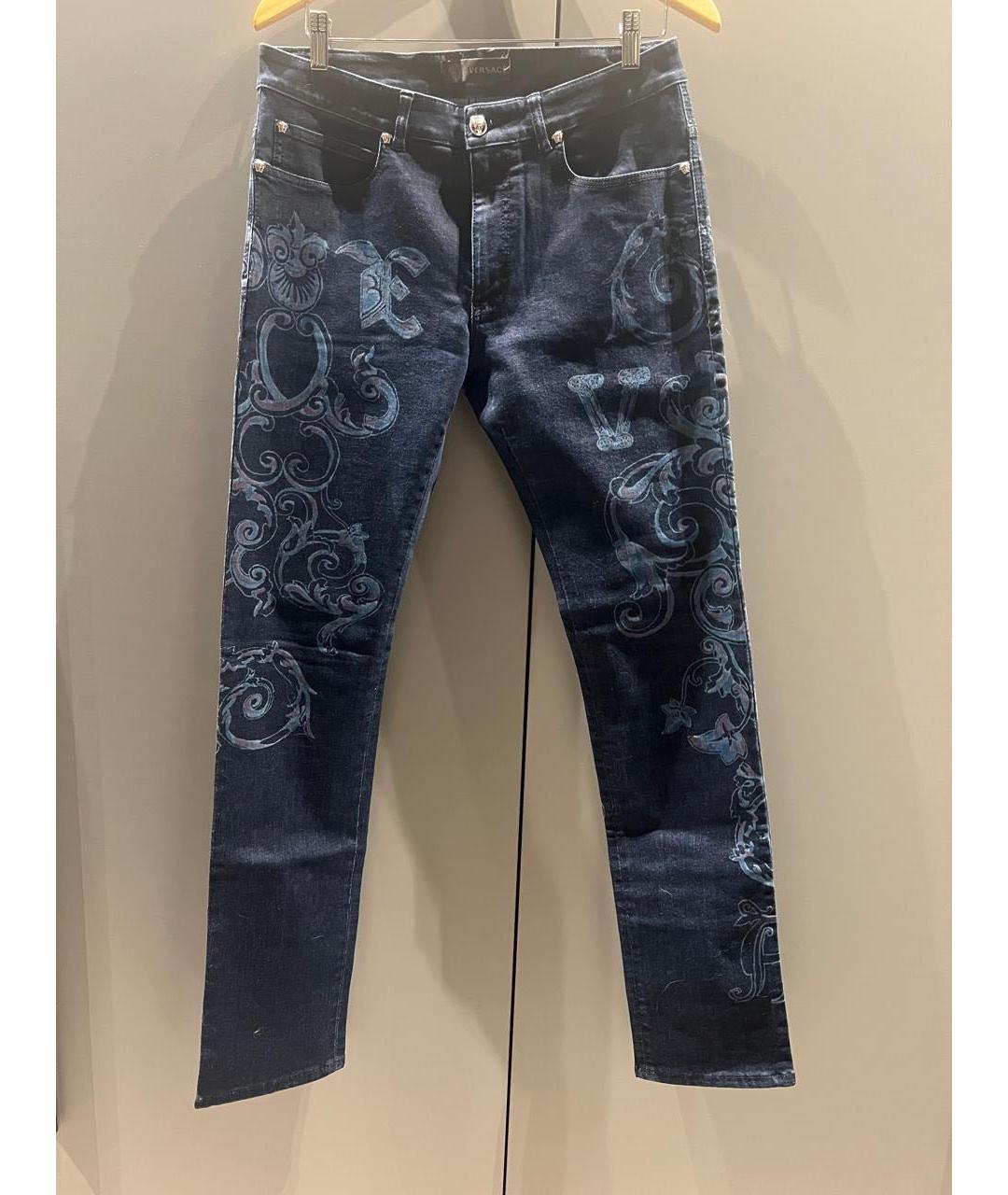 VERSACE Темно-синие хлопковые прямые джинсы, фото 6