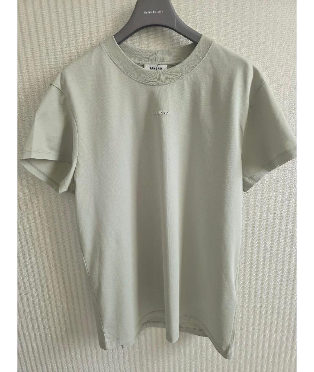 SANDRO Хаки хлопковая футболка, фото 7