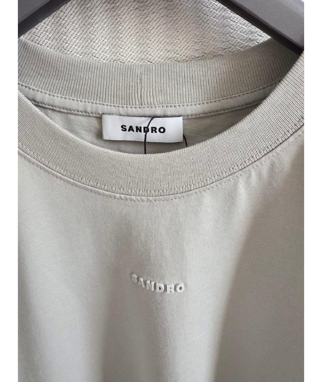 SANDRO Хаки хлопковая футболка, фото 3