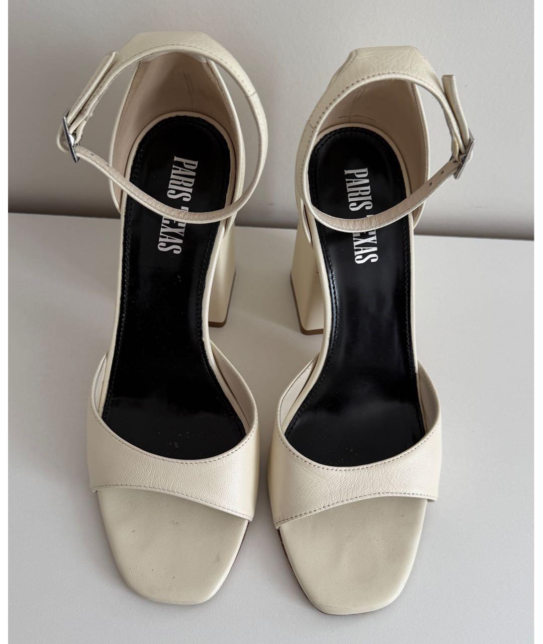 PARIS TEXAS Белые кожаные босоножки, фото 3