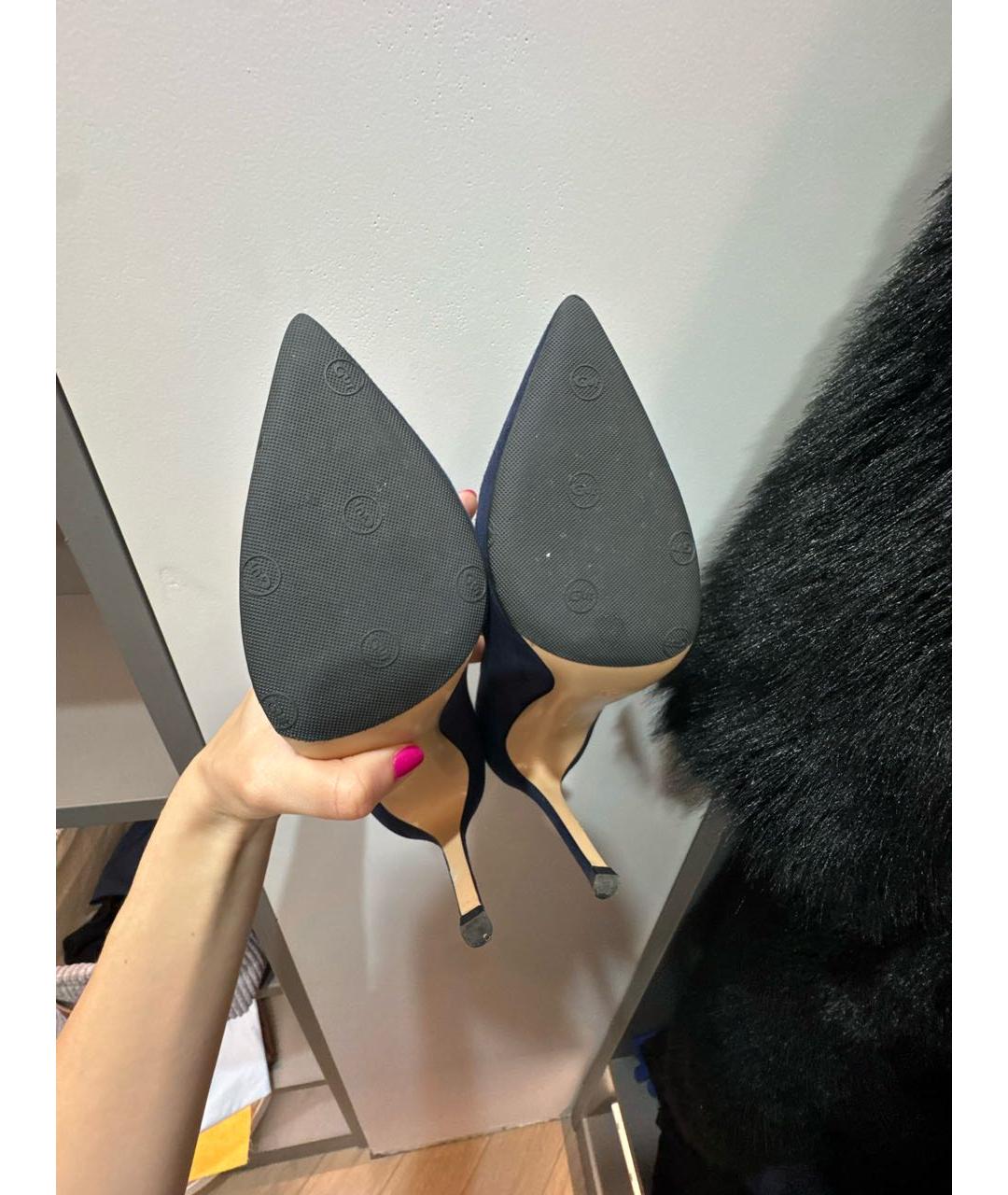 GIANVITO ROSSI Темно-синие замшевые туфли, фото 6