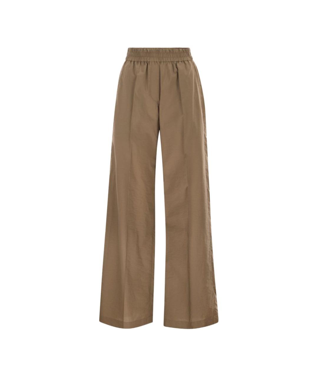 BRUNELLO CUCINELLI Коричневые хлопковые прямые брюки, фото 1