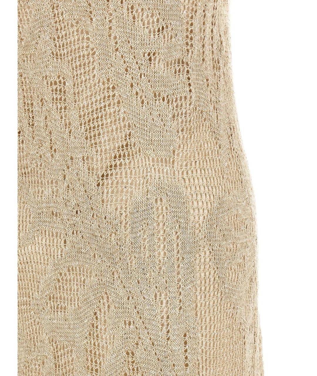 BRUNELLO CUCINELLI Бежевое льняное повседневное платье, фото 2