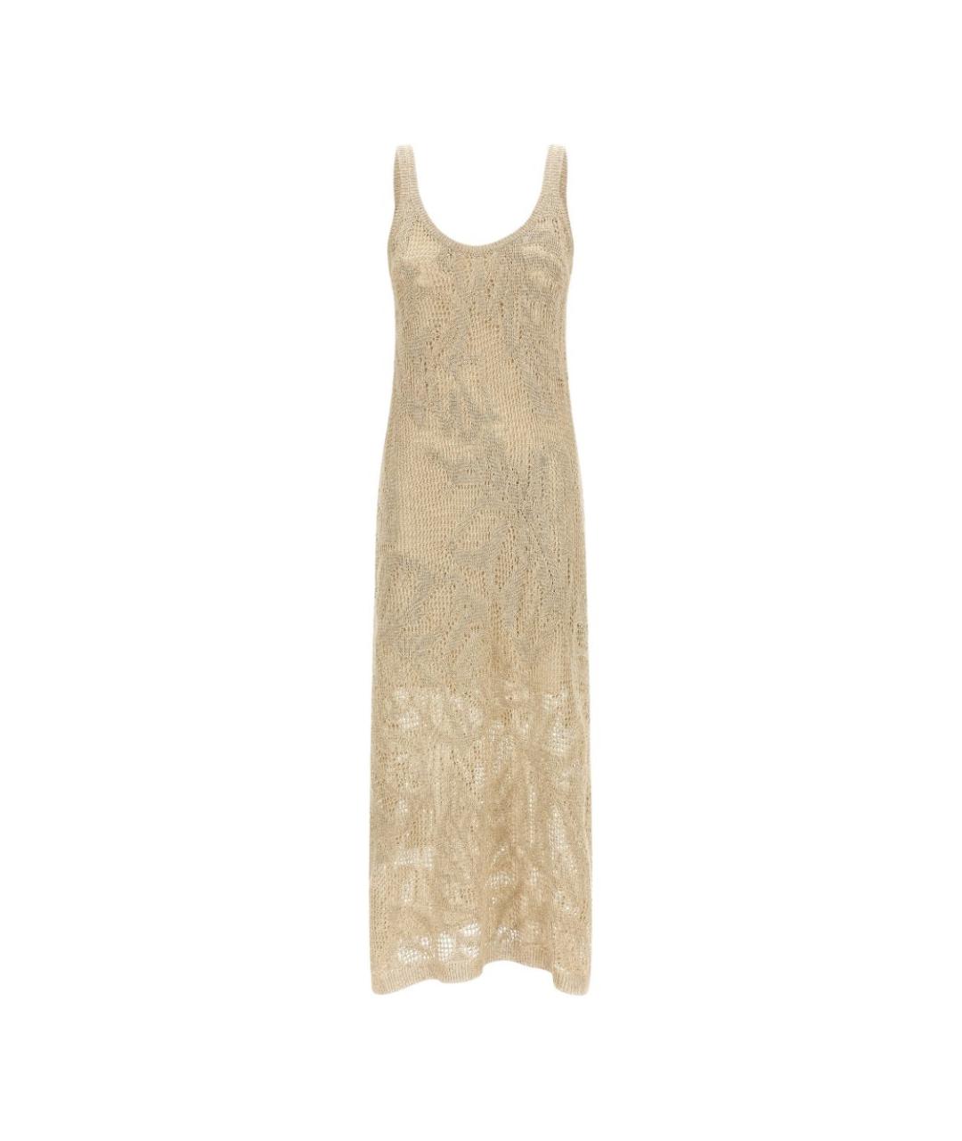 BRUNELLO CUCINELLI Бежевое льняное повседневное платье, фото 1