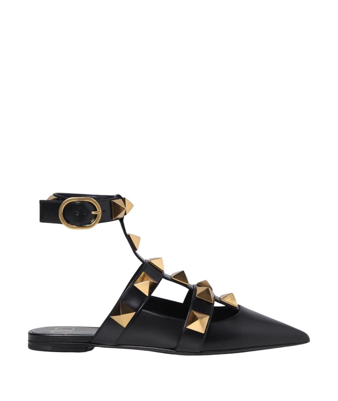 VALENTINO Черные кожаные мюли, фото 1