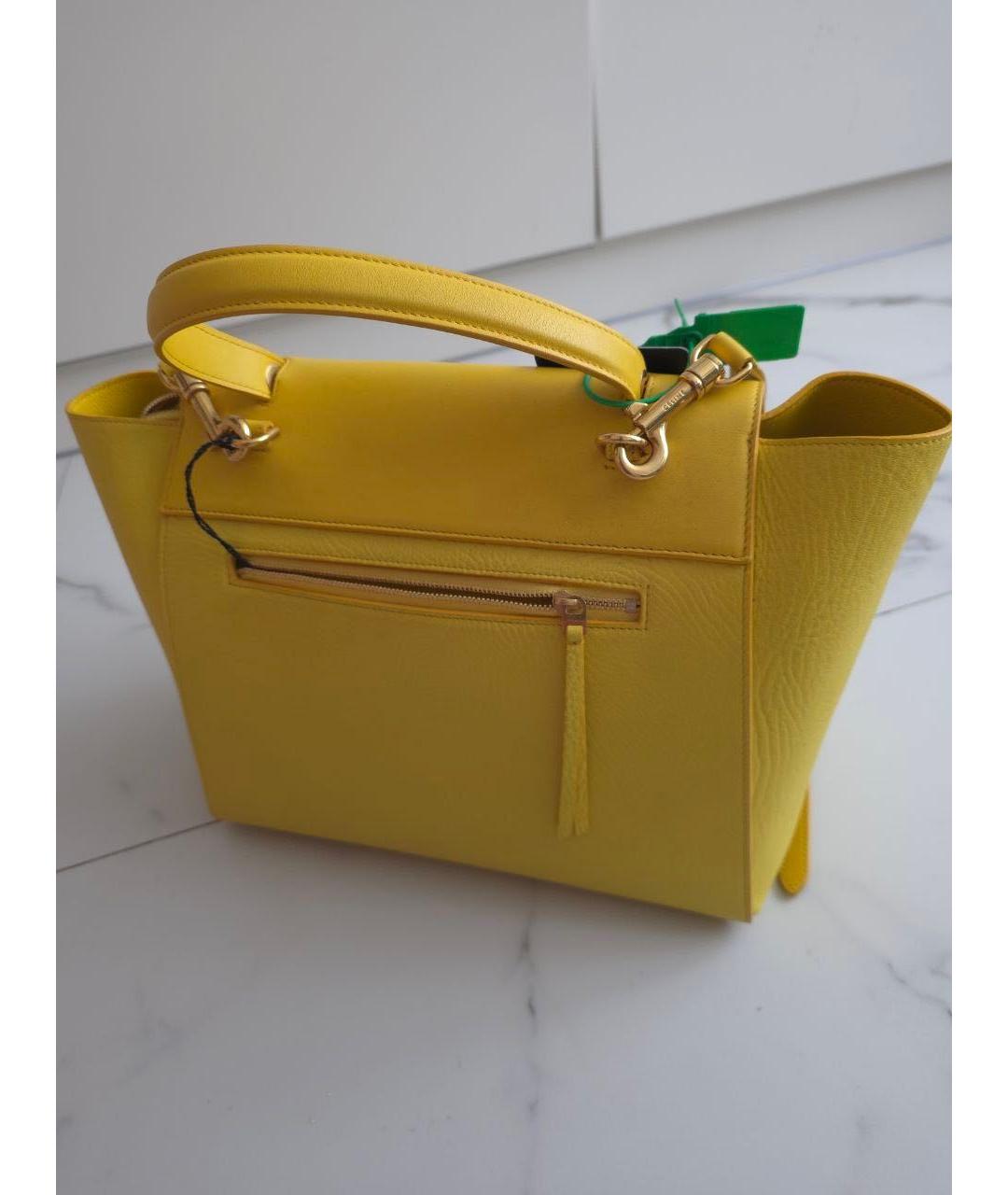 CELINE Желтая кожаная сумка тоут, фото 2