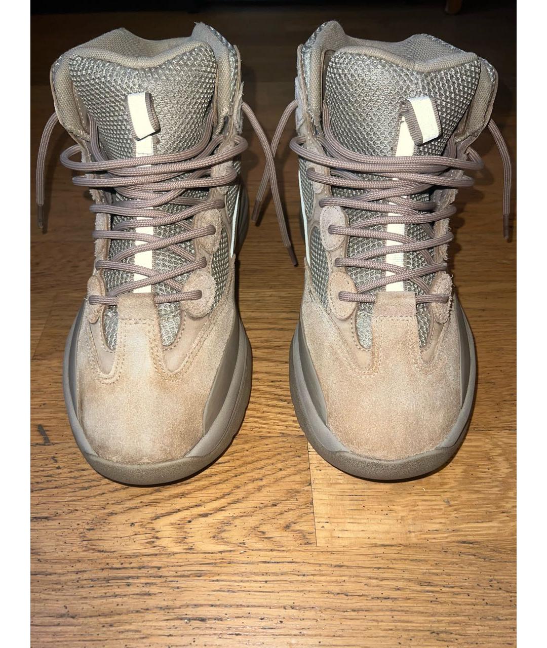 ADIDAS YEEZY Бежевые замшевые высокие кроссовки / кеды, фото 2