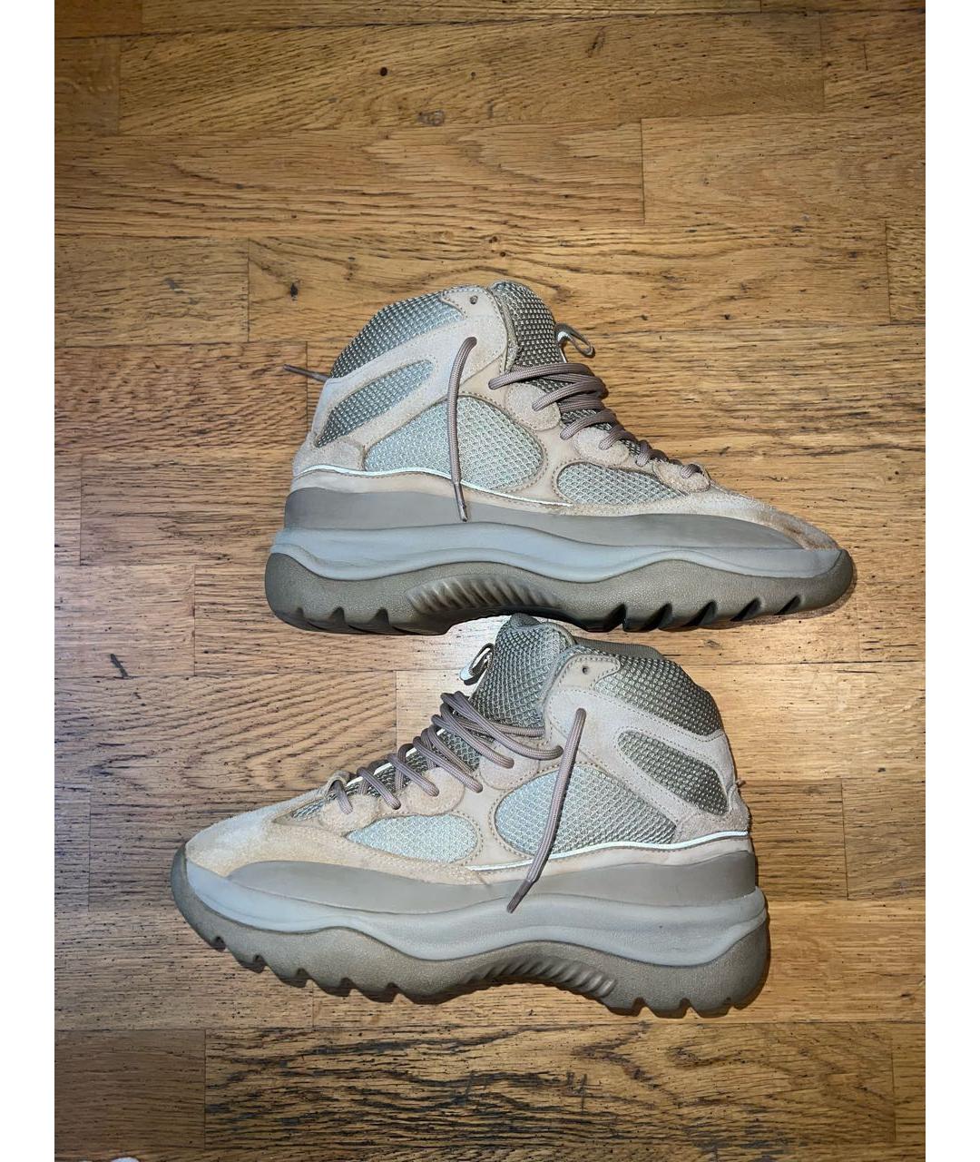 ADIDAS YEEZY Бежевые замшевые высокие кроссовки / кеды, фото 5