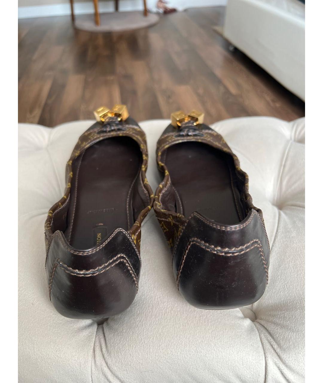 LOUIS VUITTON Коричневые кожаные балетки, фото 3