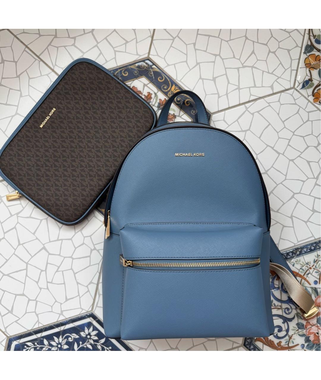 MICHAEL KORS Голубой кожаный рюкзак, фото 5