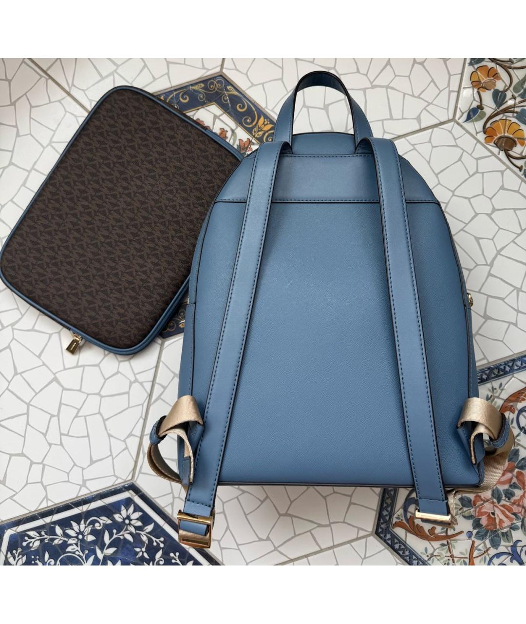 MICHAEL KORS Голубой кожаный рюкзак, фото 2