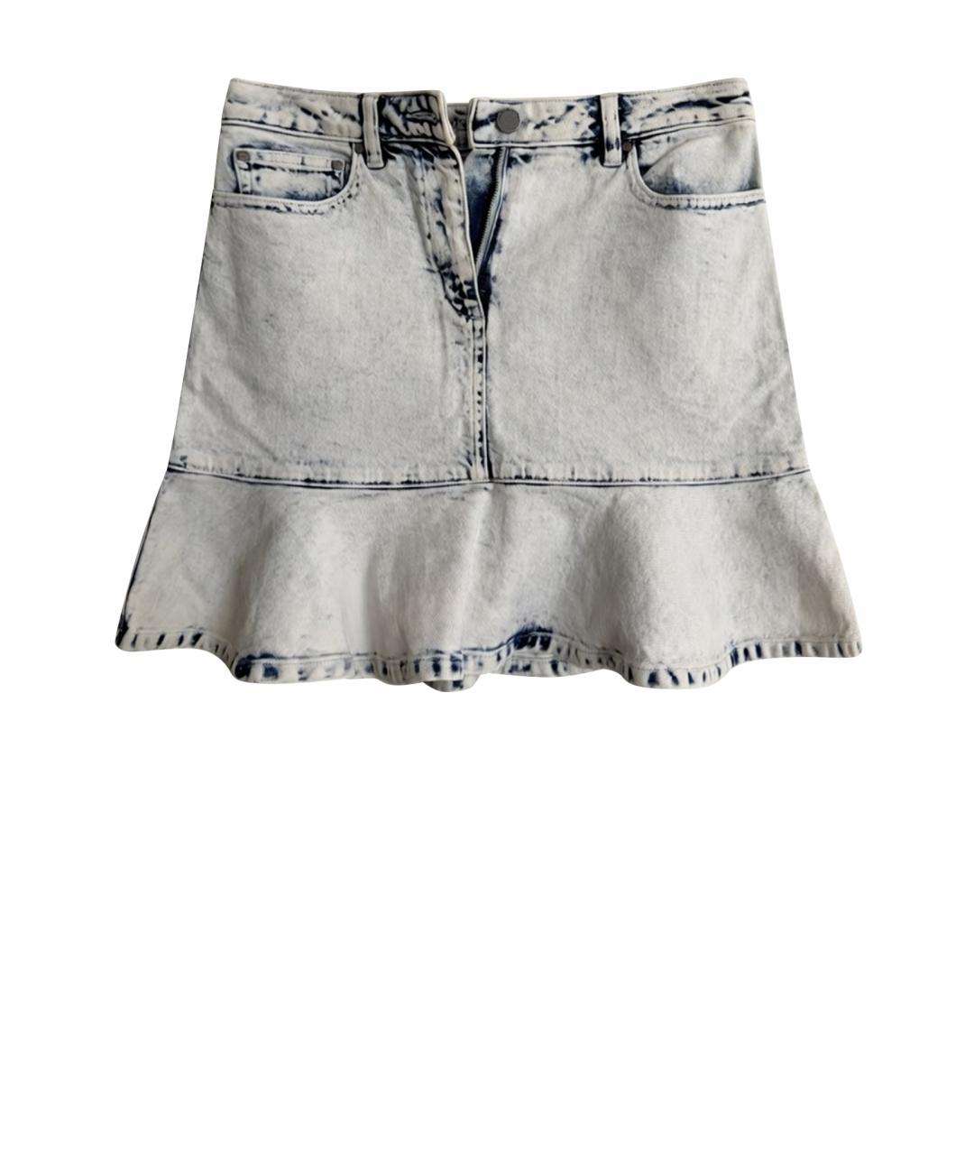 MICHAEL KORS Голубая деним юбка мини, фото 1