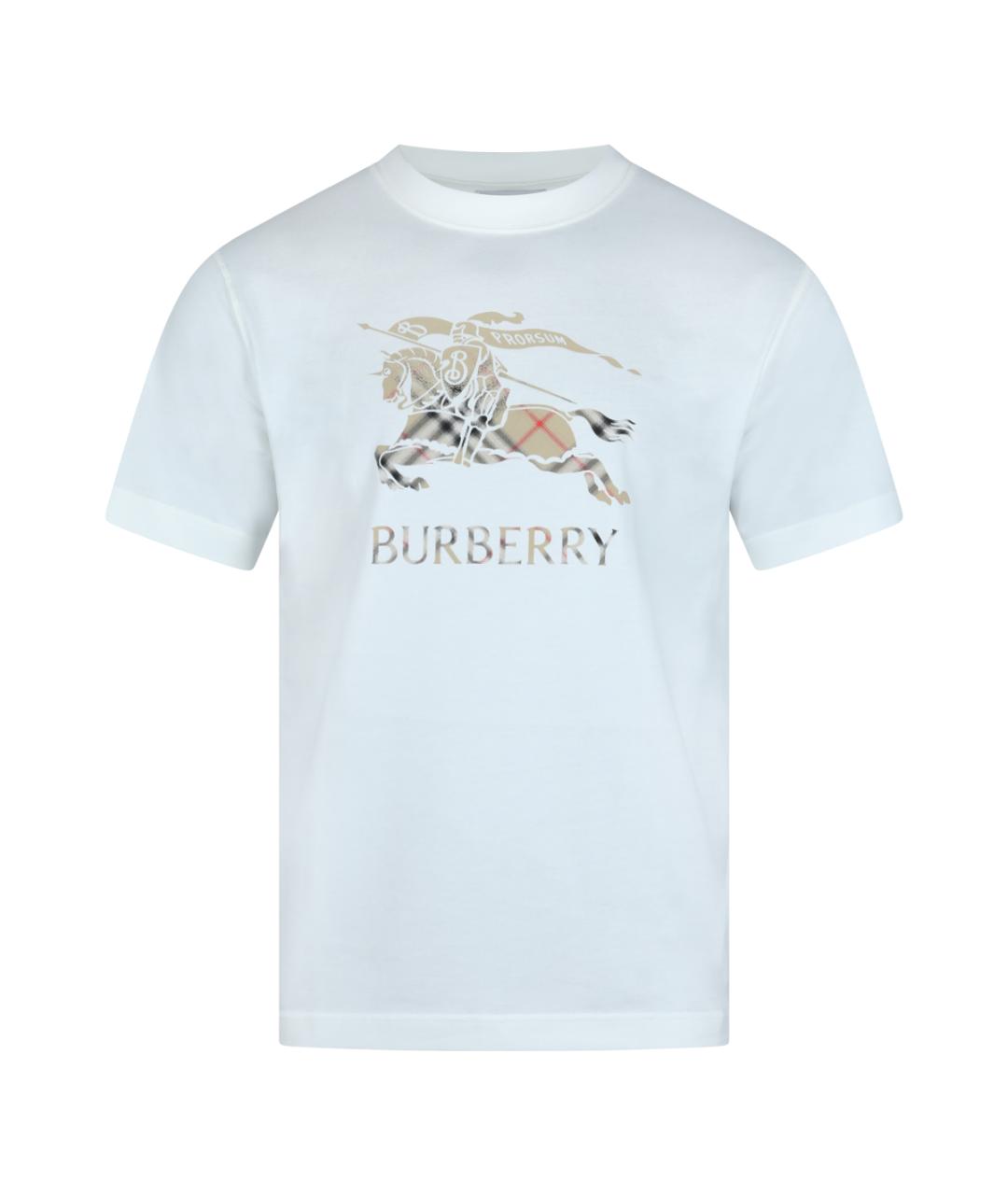 BURBERRY Белая хлопковая футболка, фото 1