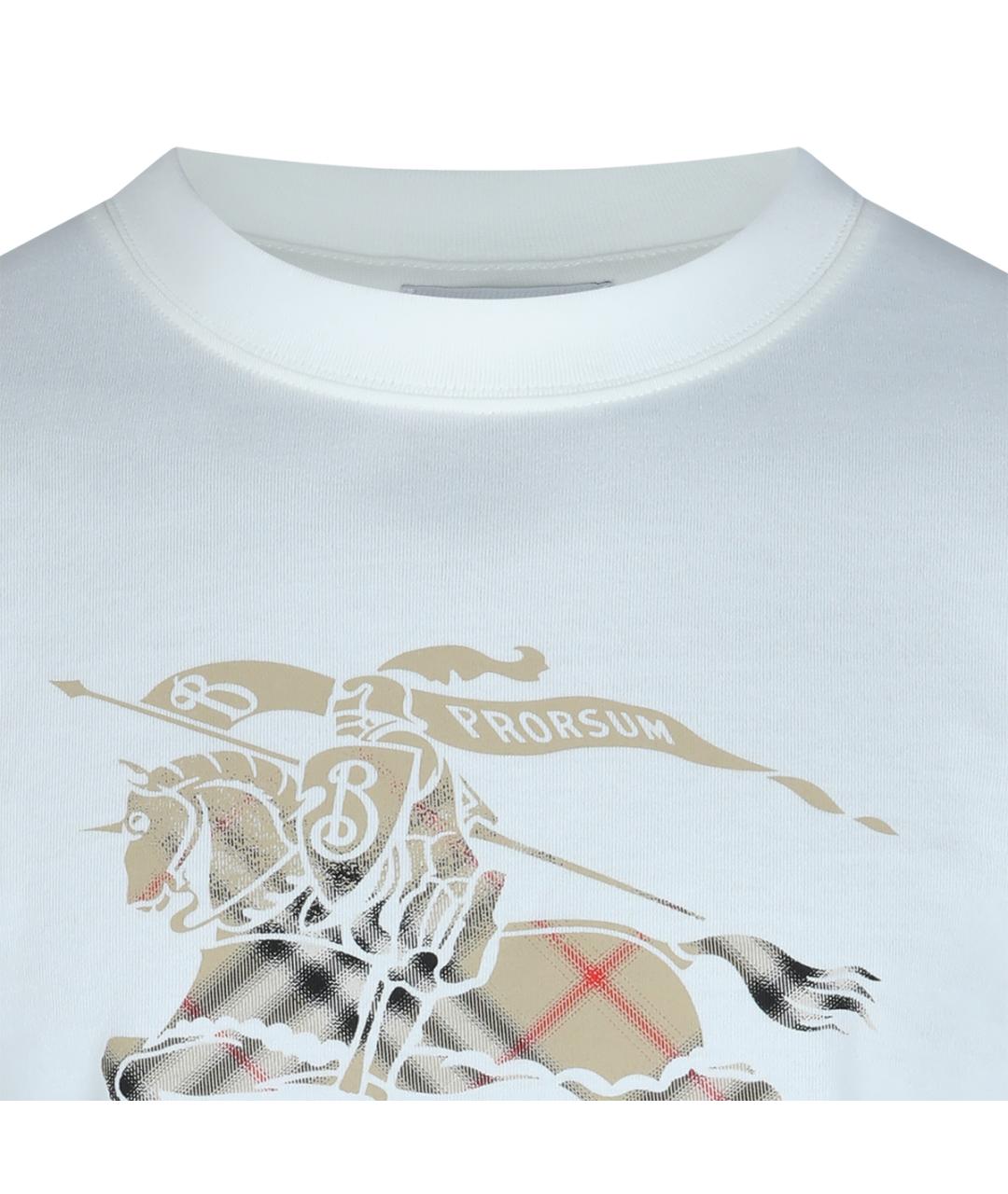 BURBERRY Белая хлопковая футболка, фото 3