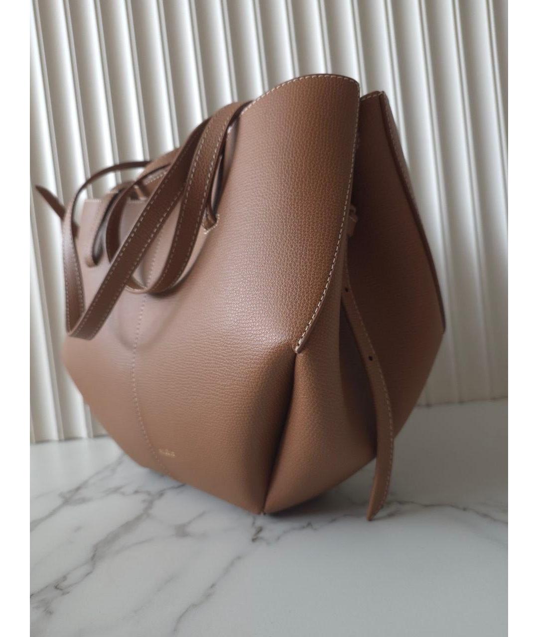 POLENE Коричневая кожаная сумка тоут, фото 3