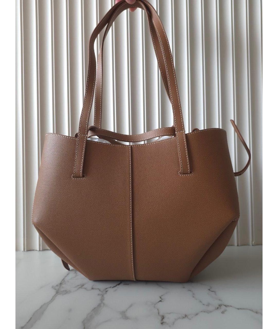 POLENE Коричневая кожаная сумка тоут, фото 5