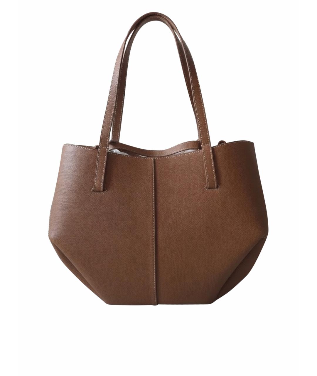 POLENE Коричневая кожаная сумка тоут, фото 1