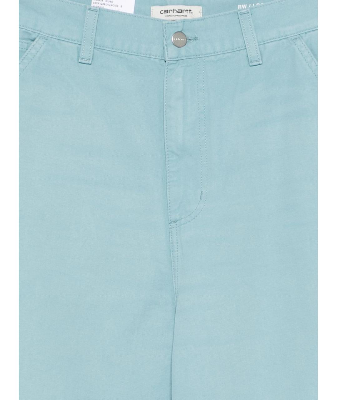 CARHARTT WIP Голубые хлопковые прямые брюки, фото 3