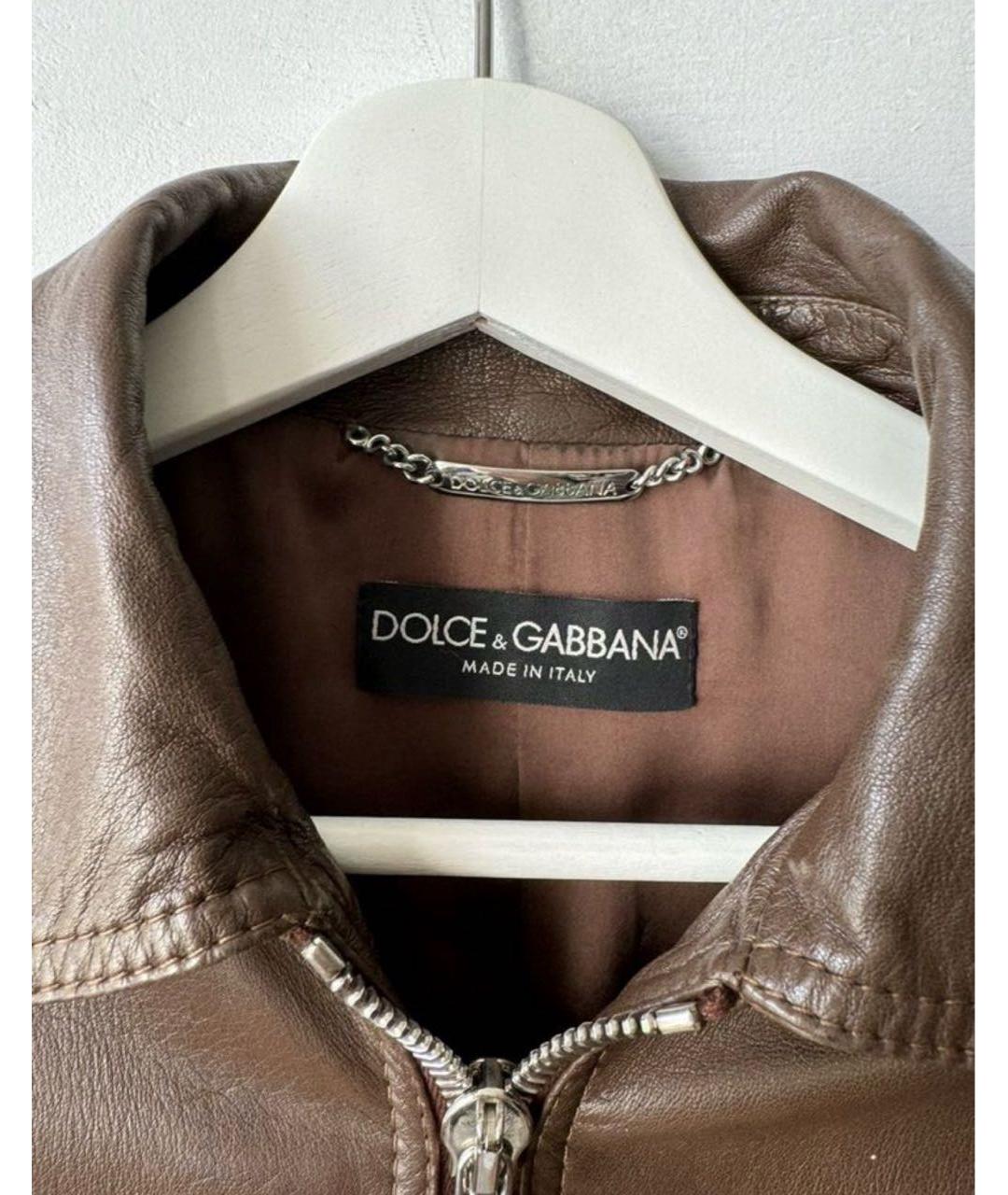 DOLCE&GABBANA Коричневая кожаная куртка, фото 3