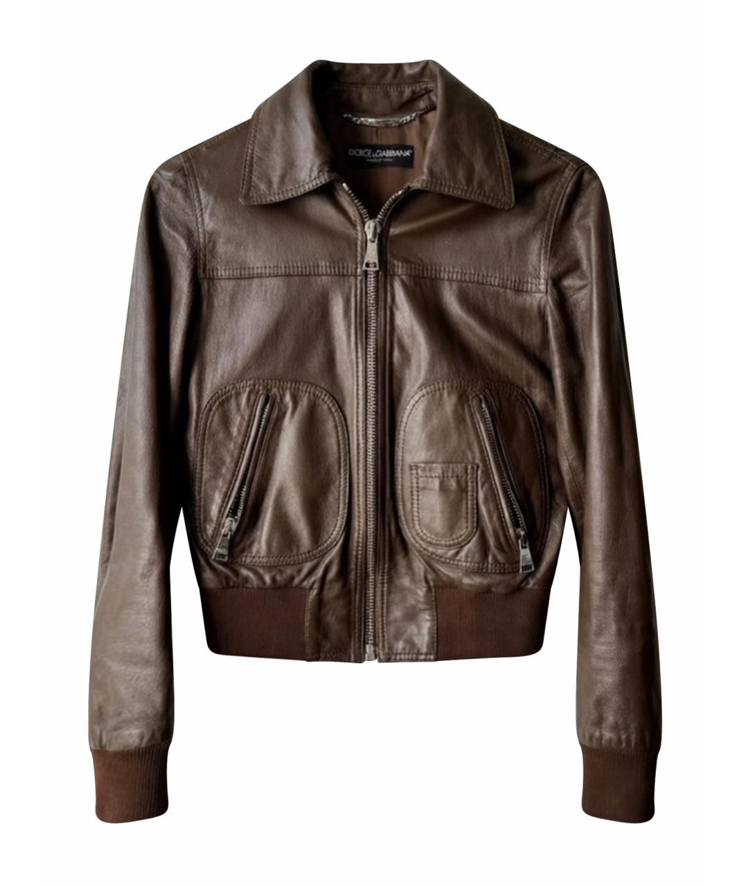 DOLCE&GABBANA Коричневая кожаная куртка, фото 1
