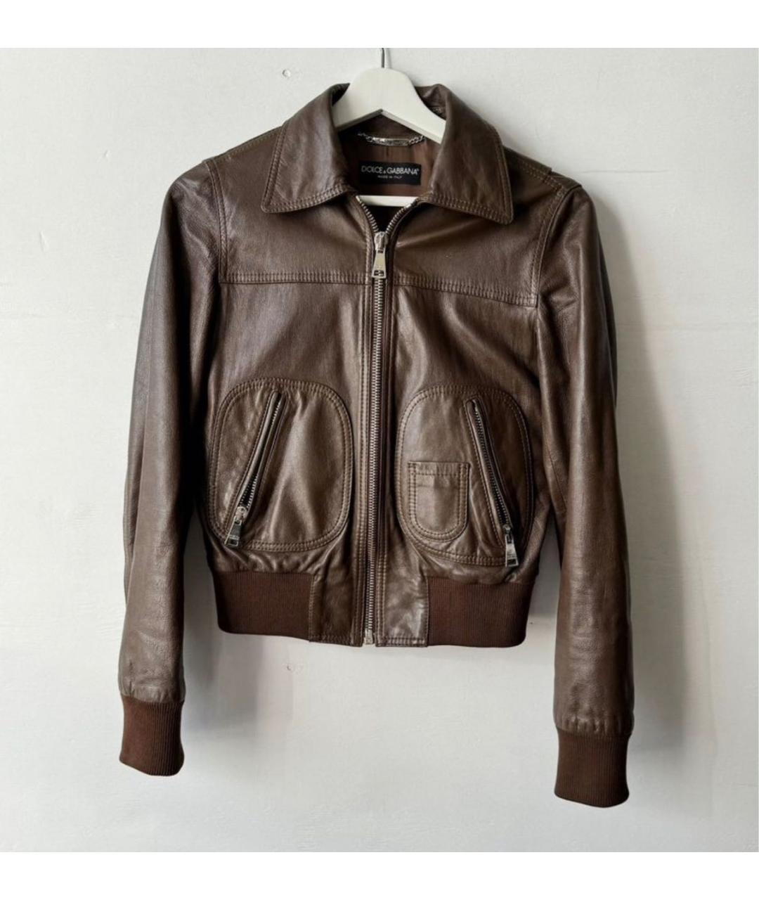 DOLCE&GABBANA Коричневая кожаная куртка, фото 5