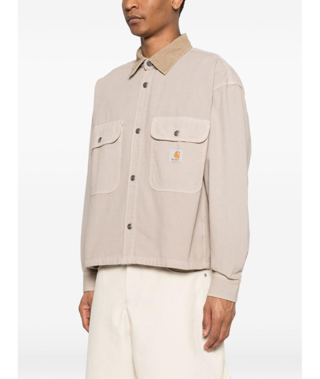 CARHARTT WIP Бежевая хлопковая кэжуал рубашка, фото 5