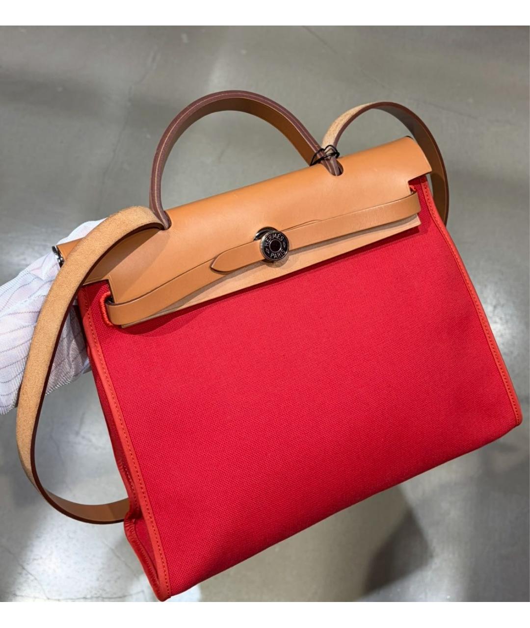 HERMES Красная тканевая сумка через плечо, фото 5