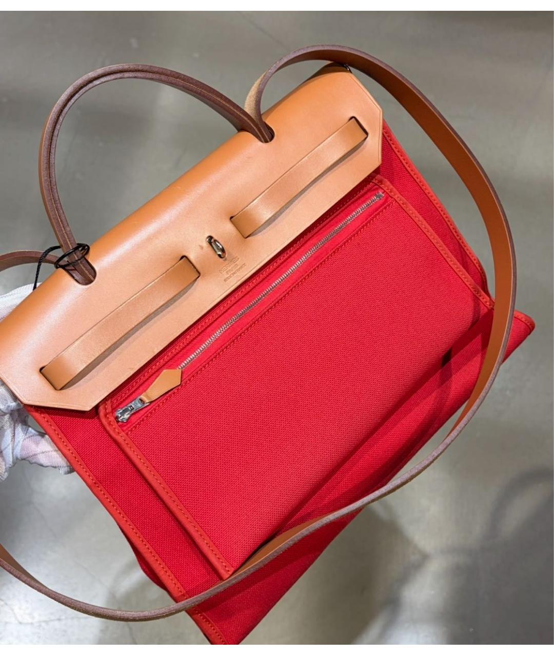 HERMES Красная тканевая сумка через плечо, фото 4
