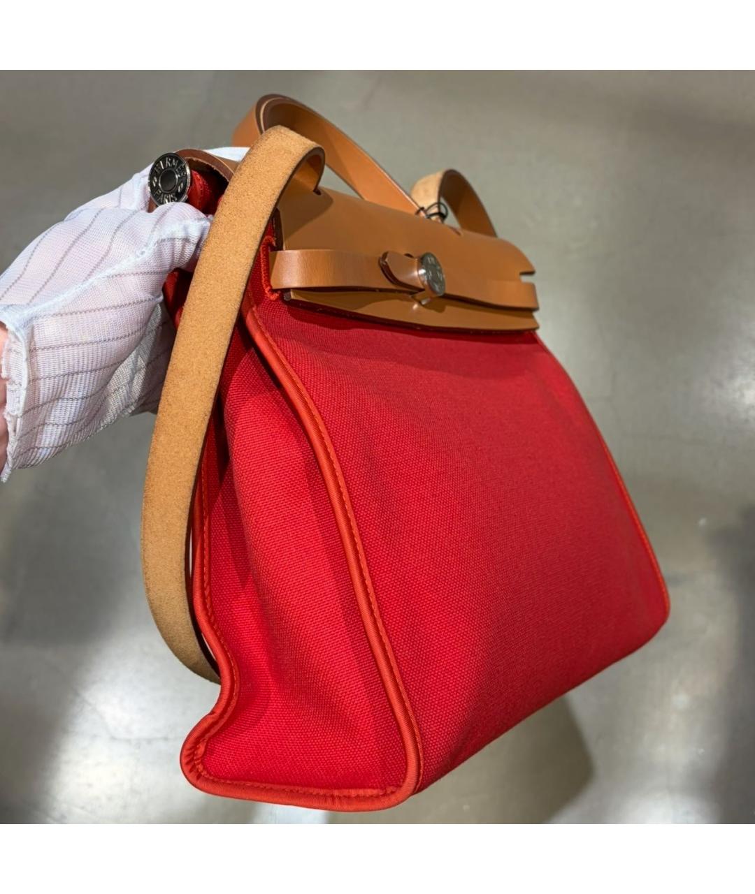 HERMES Красная тканевая сумка через плечо, фото 3