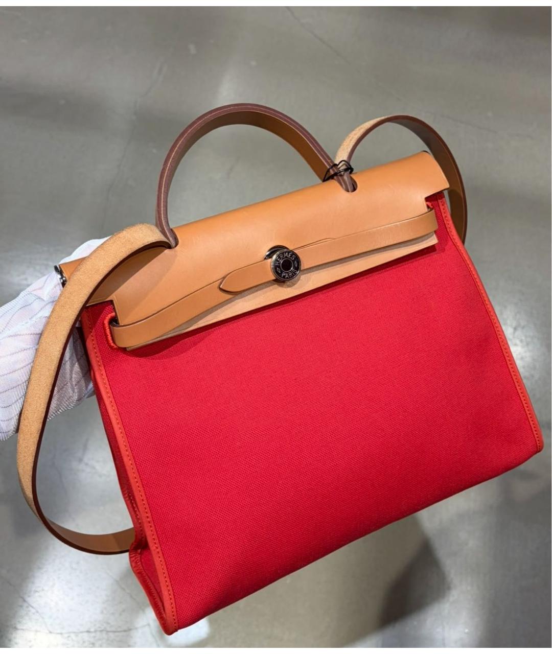 HERMES Красная тканевая сумка через плечо, фото 2