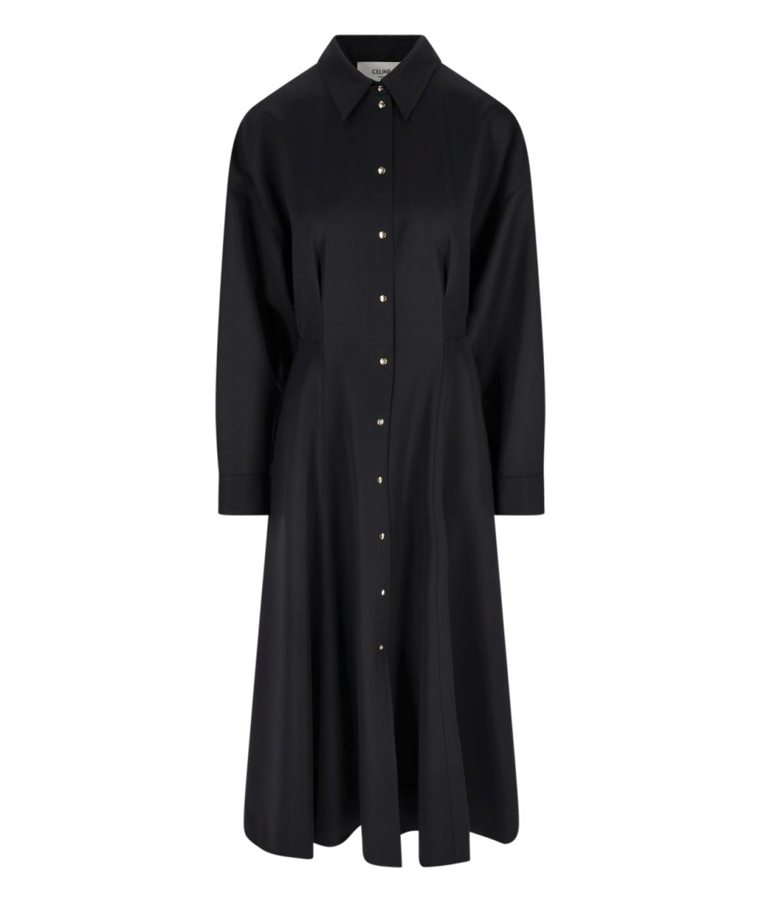 CELINE Черное шерстяное повседневное платье, фото 1