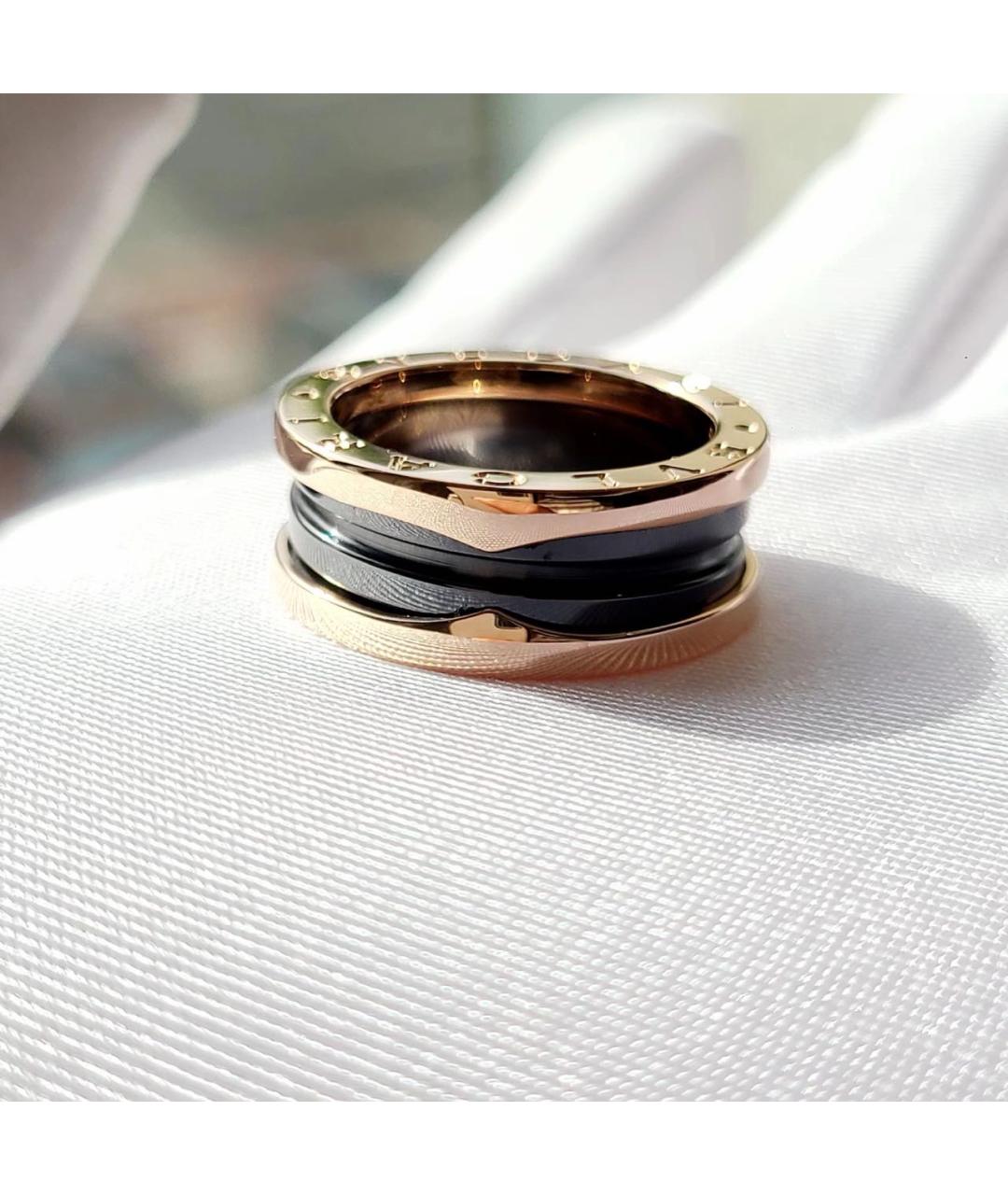 BVLGARI Черное кольцо из розового золота, фото 2
