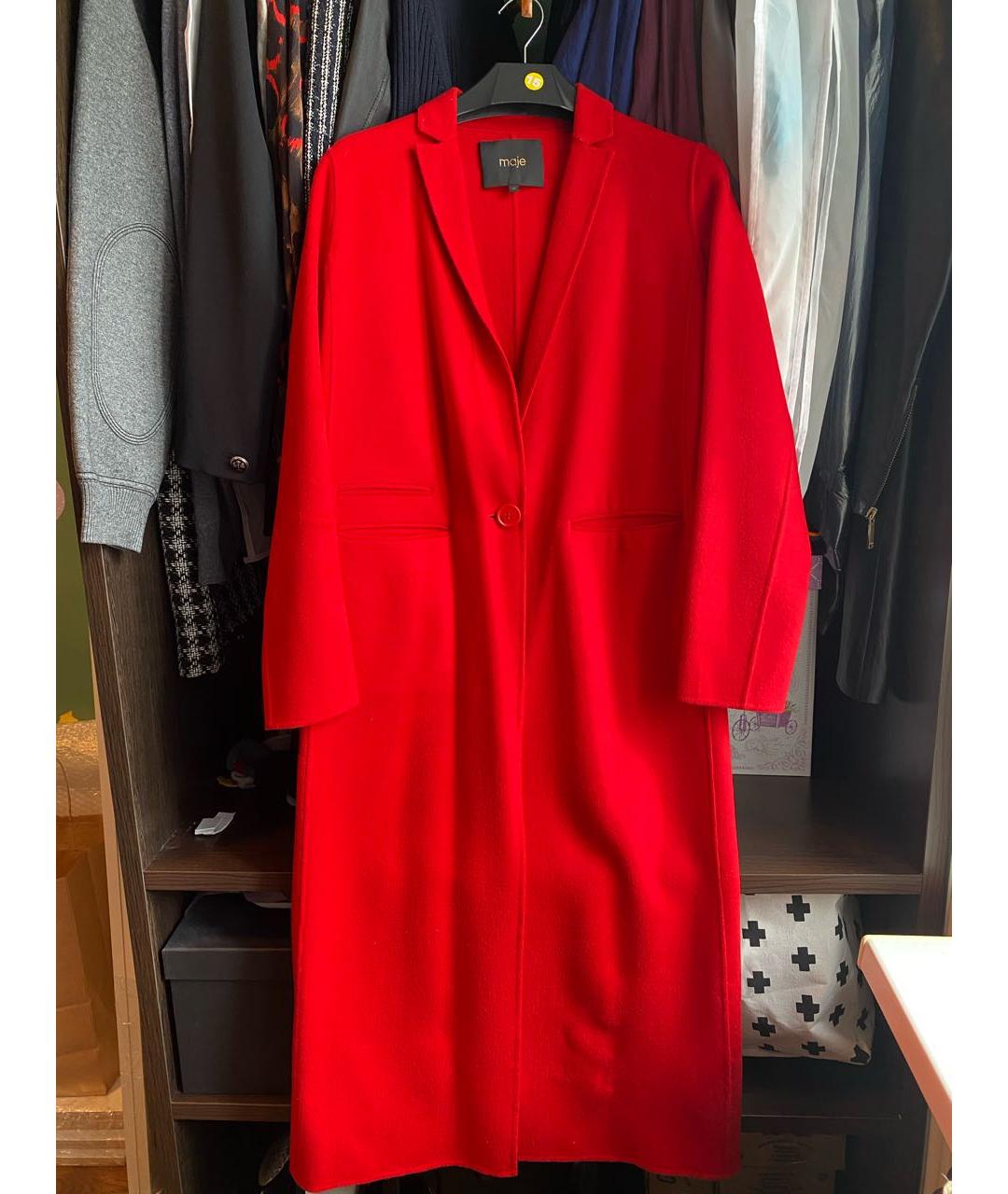 MAJE Красное шерстяное пальто, фото 6