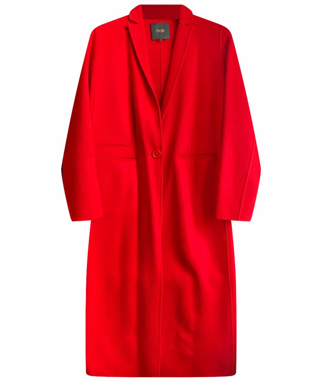 MAJE Красное шерстяное пальто, фото 1