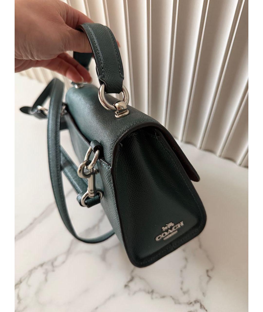 COACH Зеленая кожаная сумка через плечо, фото 3