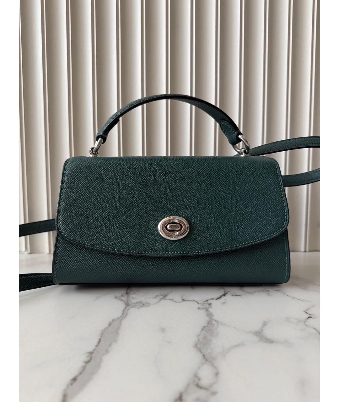 COACH Зеленая кожаная сумка через плечо, фото 5