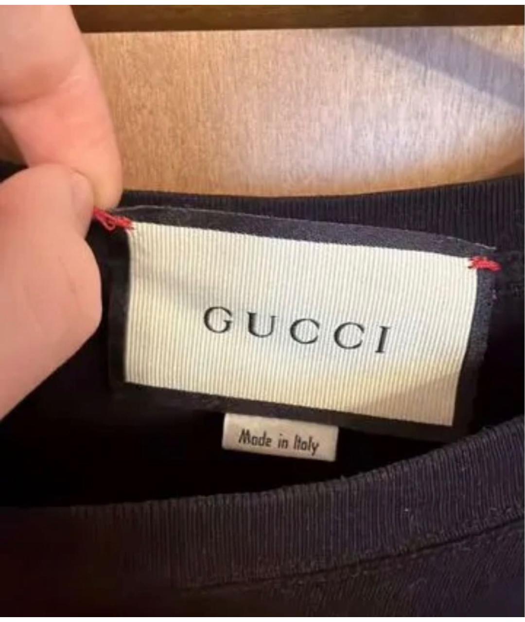 GUCCI Черная хлопковая футболка, фото 4