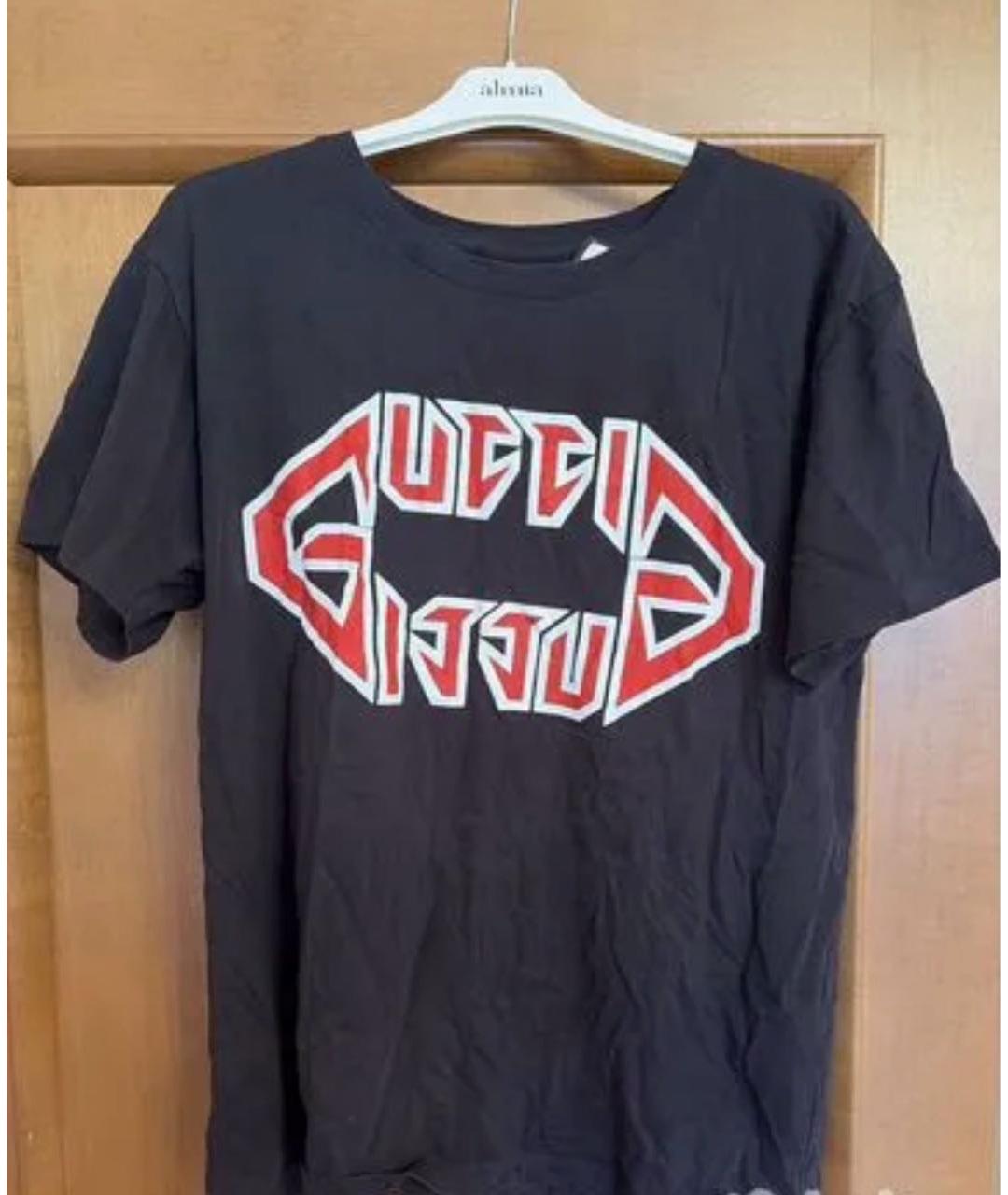 GUCCI Черная хлопковая футболка, фото 2