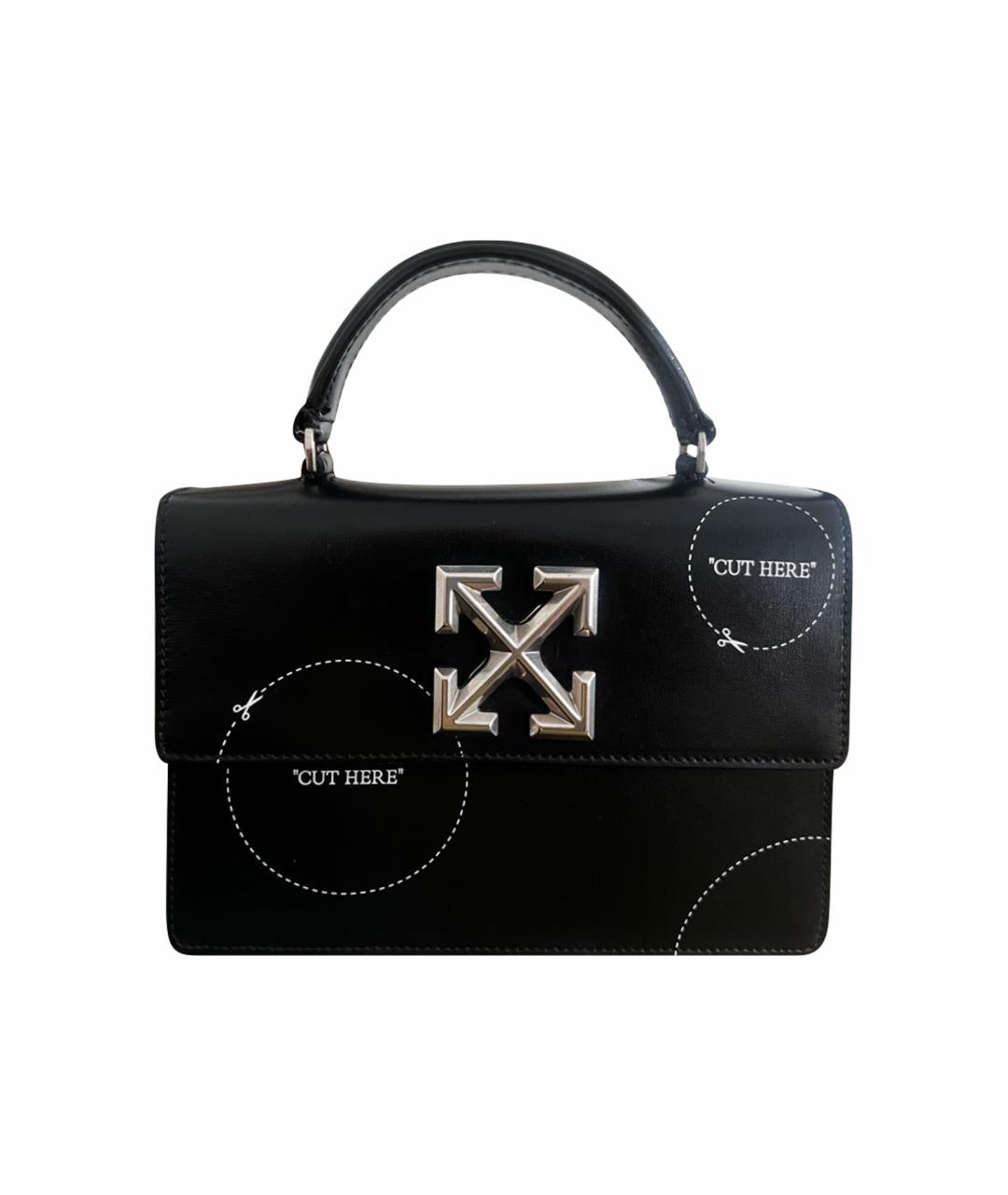 OFF-WHITE Черная кожаная сумка с короткими ручками, фото 1