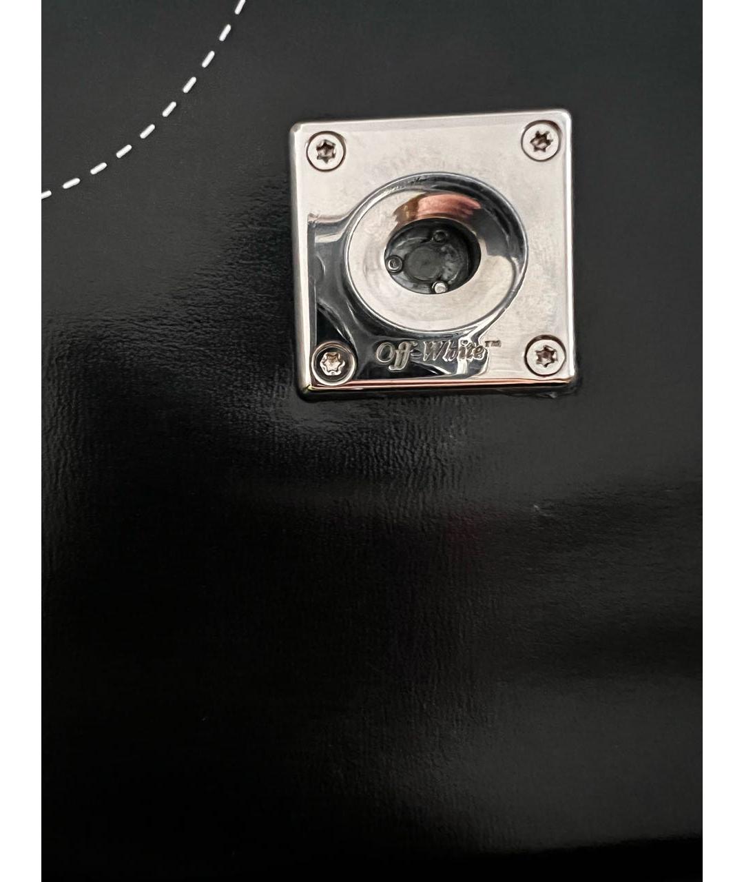 OFF-WHITE Черная кожаная сумка с короткими ручками, фото 5