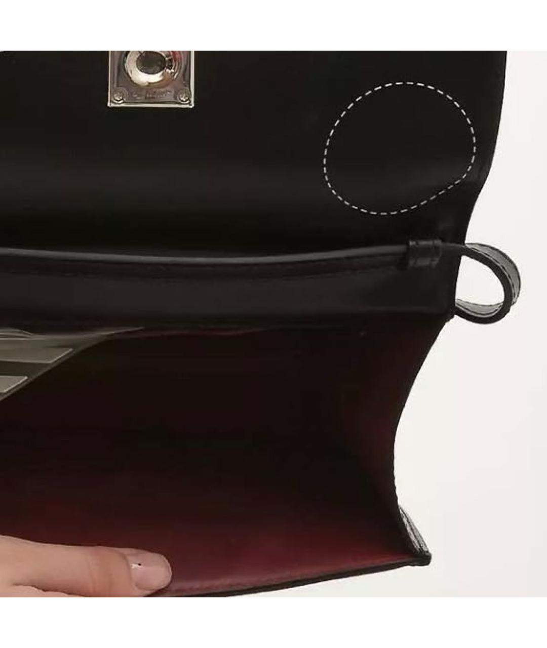 OFF-WHITE Черная кожаная сумка с короткими ручками, фото 4