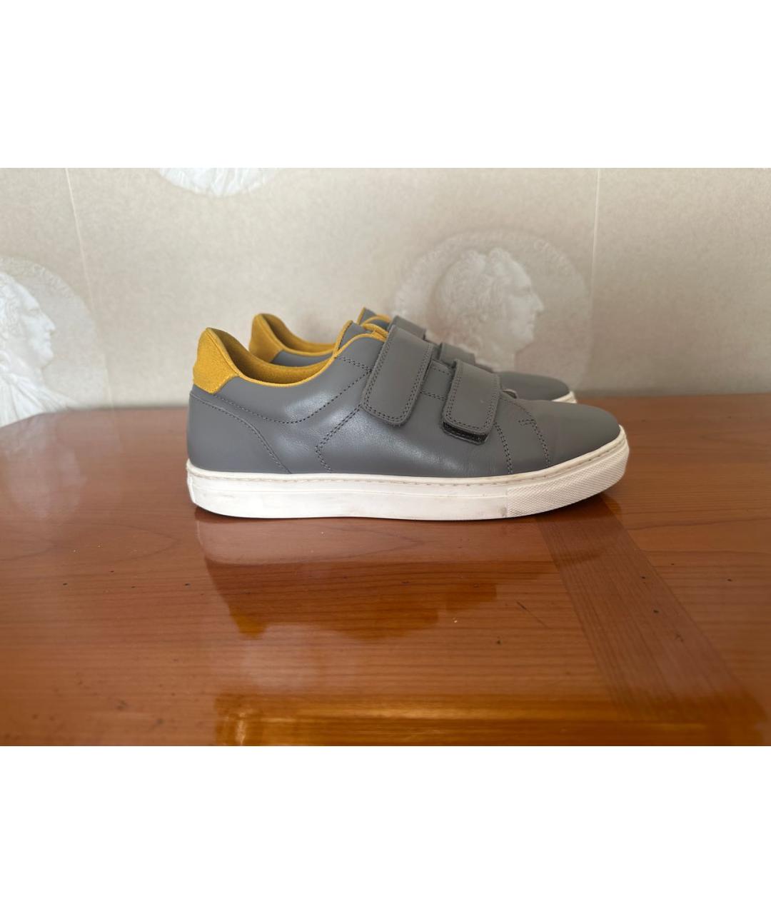 BRUNELLO CUCINELLI Серые кожаные кеды, фото 3