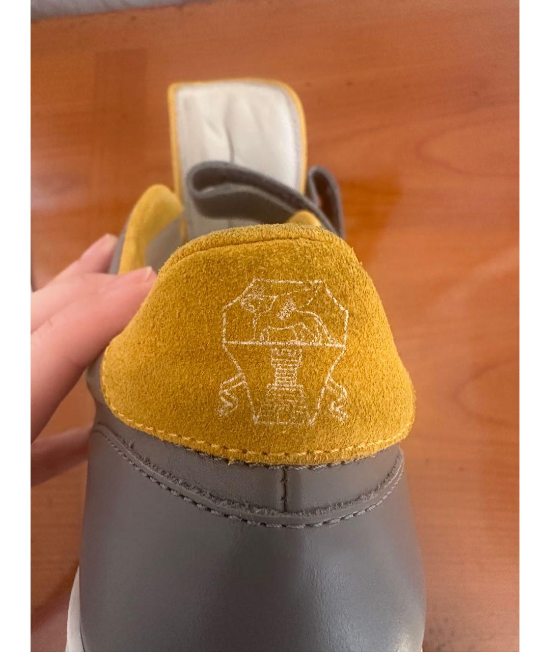 BRUNELLO CUCINELLI Серые кожаные кеды, фото 6