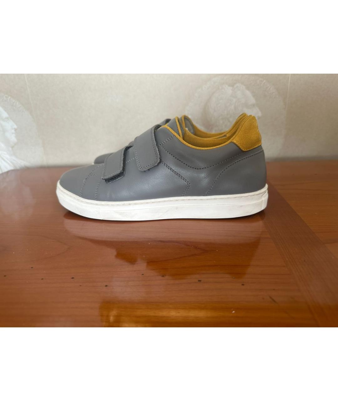 BRUNELLO CUCINELLI Серые кожаные кеды, фото 2