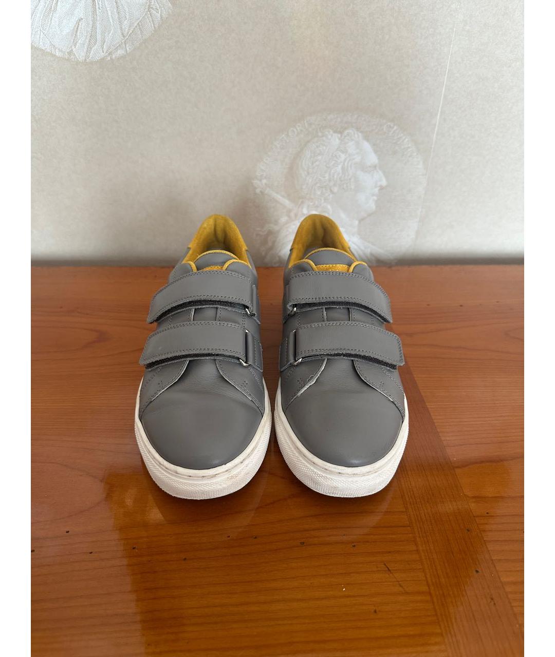 BRUNELLO CUCINELLI Серые кожаные кеды, фото 4