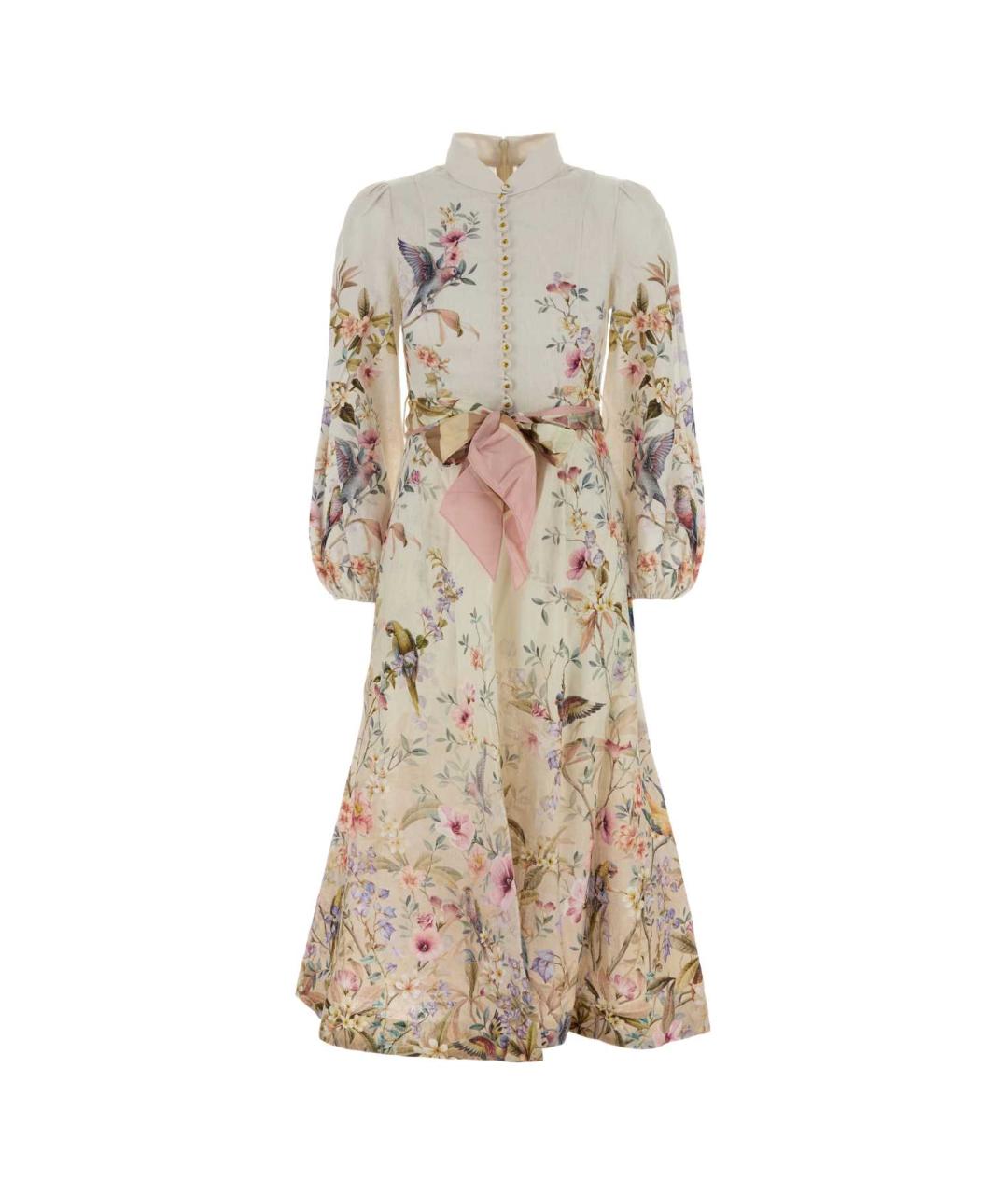 ZIMMERMANN Бежевое льняное повседневное платье, фото 1