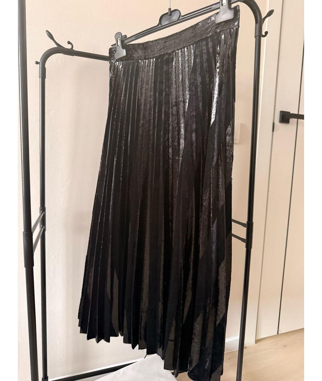 HUGO BOSS Черная бархатная юбка миди, фото 2