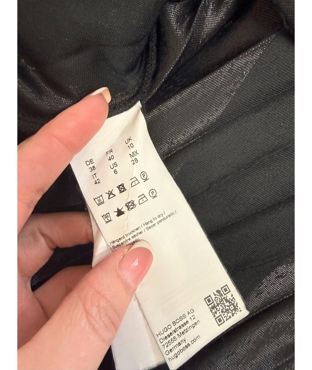 HUGO BOSS Черная бархатная юбка миди, фото 4