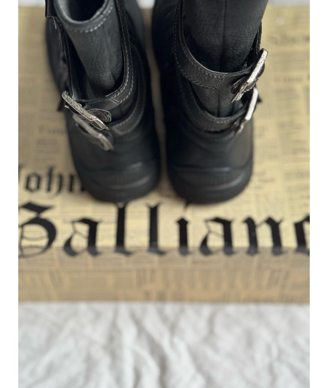 JOHN GALLIANO Черные кожаные сапоги, фото 4