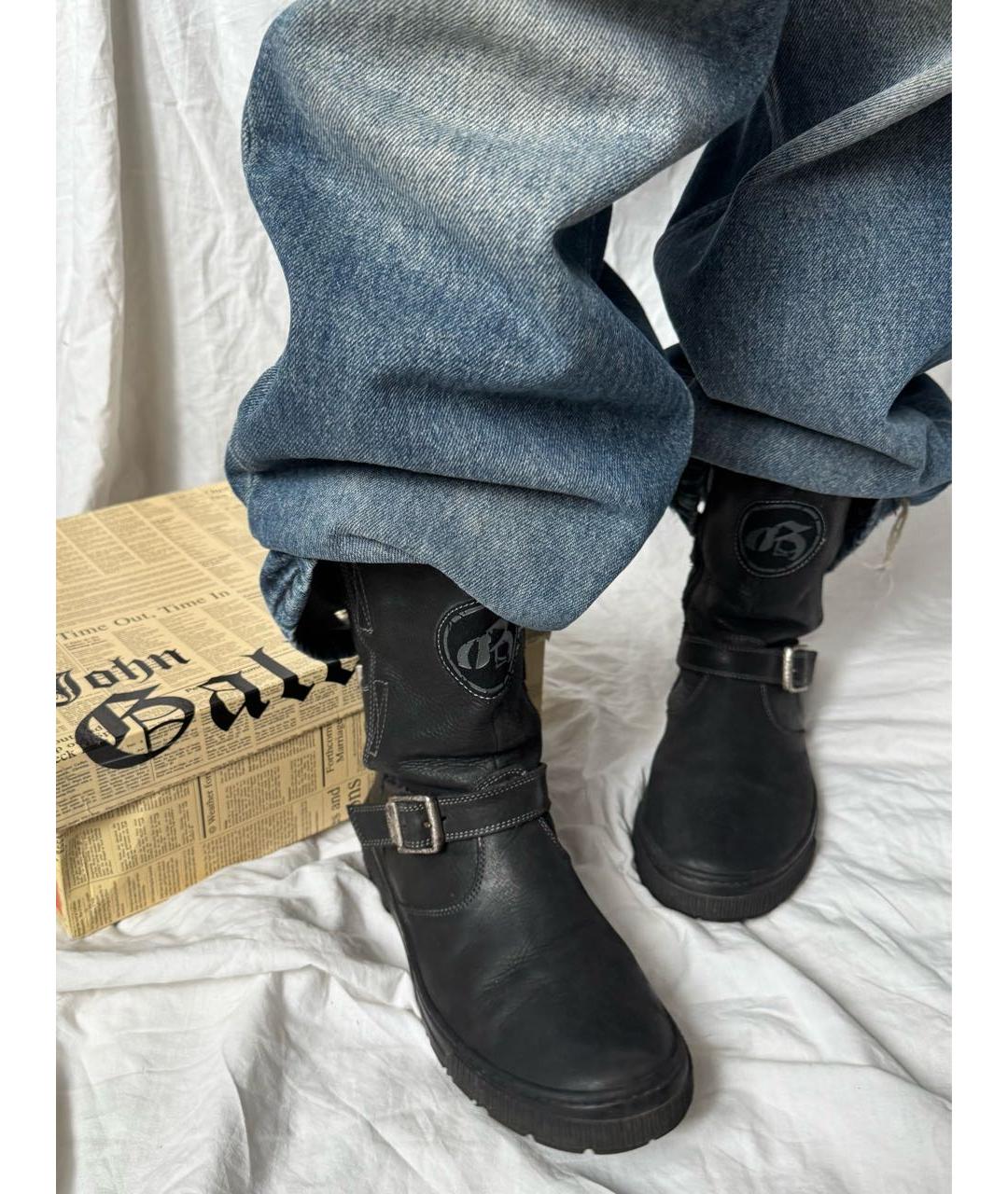 JOHN GALLIANO Черные кожаные сапоги, фото 5